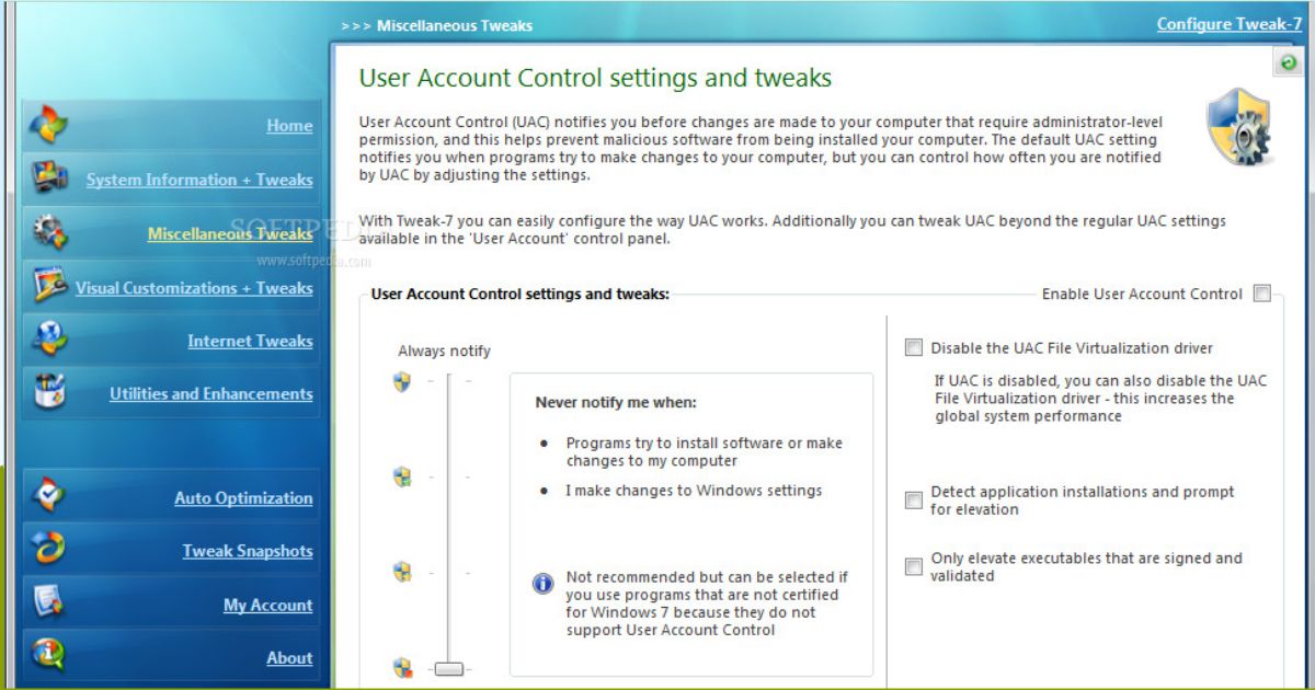 7Tweak to customize Windows 7 Settings