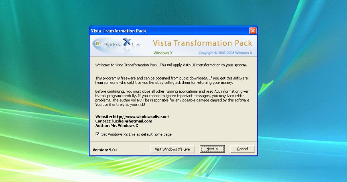 Vista Transformation Pack 